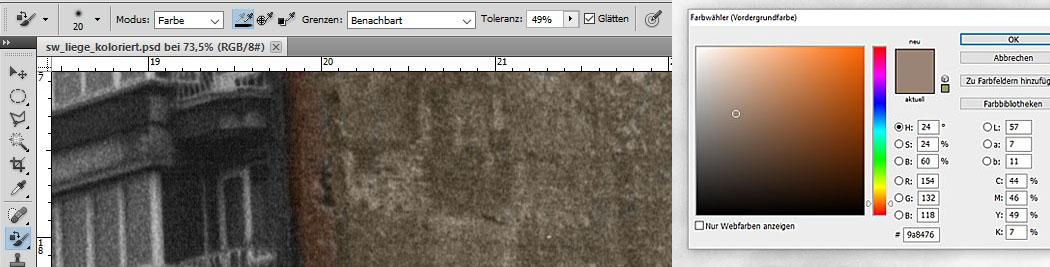 Schwarzweissbilder kolorieren mit Photoshop - Farbe ersetzen Werkzeug - Farbwahl